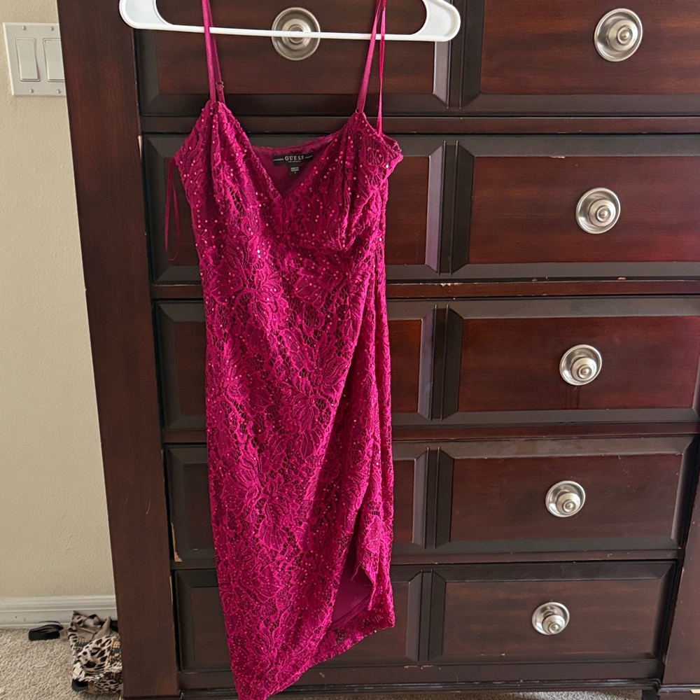 Guess Vibrant Magenta Lace Dress